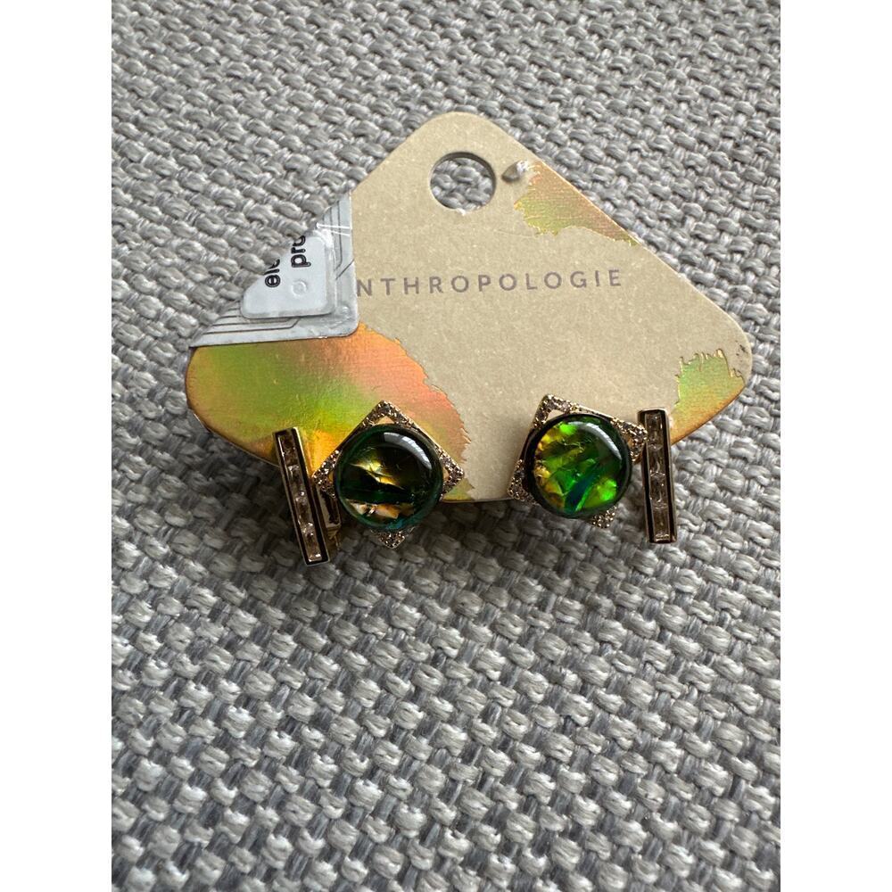 Anthropologie Green two piece earring‎ set new